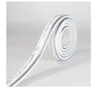 Garniture murale, Autocollants de bordure papier peint à décoller et coller, garniture plinthe, décoration miroir 3D, bandes auto-adhésives, longueur 5 m, largeur 28 mm(White/Gray)
