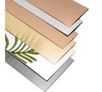 Garniture murale métallisée, Moulure de garniture murale autocollante en acier inoxydable, plaque protection 8 m for plafond, cadre miroir et décoration d'armoire(Brushed Gold,8cm(3.15in)