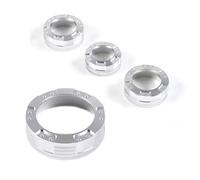Garniture Panneau Commande pour Ford pour Ranger 2023 2024 Anneau Bouton Mode Conduite Voiture en Alliage D'aluminium Anneau Bouton Volume Climatisation Autocollants pour Console Voiture(4pcs Silver)