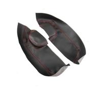 Garniture Panneau Console Centrale Pour Dodge Pour Caravan 4 2004 2 Pièces Garniture Panneau Poignée D'accoudoir Porte Avant Cuir Microfibre Accessoires Décoration(Black-red line)