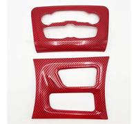 Garniture panneau For Dodge For Charger 2015-2023 Carbon Fiber Look Central Control Gear Shift Panel & Air Conditioning Cover Stickers(Red Carbon Fiber LOOK)