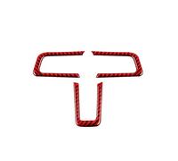 Garniture Panneau Pour Ford Pour Mustang 2015-2020 Fibre Carbone Voiture Volant Panneau Couverture Garniture Autocollant Décoration Cadre Voiture Intérieur Accessoires Garniture Couverture(Rouge)