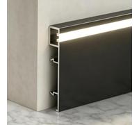 Garniture Plinthe Noire, Moulure Murale Prédécoupée Cove Base L'intérieur | Plinthe De Canal D'éclairage De Jupe Murale, Panneaux Muraux D'accent Pour Coin Chambre(Frount-lit Tall 5cm,25m/82ft)
