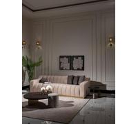 Garniture Salon Trois places Tables basses 4pcs Canapé en tissu Beige Bois