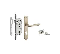 Garniture Serrure Encastrable, Cylindre Monomax, Ensemble Poignées Thalia, Axe 40 mm, Bouts Ronds, 3 Clés, Sécurité Renforcée, Installation Facile, Design Moderne, THIRARD