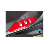 Garniture Sortie d'air Latérale Cadre Pour Smart Pour Elf #1 2022 Autocollants De Panneau Bouton Commutateur Fenêtre Voiture Accoudoir Intérieur Couverture Décorative(Window panel-red)