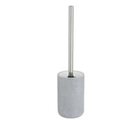 WENKO Ensemble WC Raja à l'aspect de pierre naturelle, ensemble sur pied avec brosse WC pour la salle de bain, tête de brosse remplaçable de Ø7,5cm, porte-brosse en polyrésine, Ø9,8x6,6cm, gris