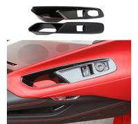 Garnitures de panneau d'interrupteur de lève-vitre en fibre de carbone pour Chevrolet Corvette C8 Stingray w/1LT Coupé 2020-2022