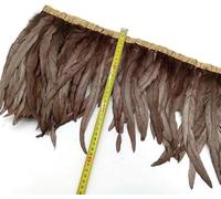 Garnitures de plumes de queue de coq de 2 mètres pour accessoires de couture de robe Plumes de bricolage de Noël pour et décoration-Plume marron-2 mètres