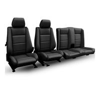 Garnitures de sièges sport avant et banquette arrière en cuir noir véritable pour BMW Série 3 E30 Cabriolet (07/1985-04/1993)