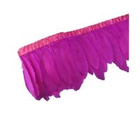 Garnitures en plumes d'oie colorées de 1 mètre, véritables plumes d'oies, ruban à franges avec pompon, plumes blanches et noires, accessoires for vêtements artisanaux(Rose Red)