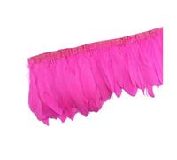 Garnitures en plumes d'oie colorées de 1 mètre, véritables plumes d'oies, ruban à franges avec pompon, plumes blanches et noires, accessoires for vêtements artisanaux(Hot Pink)