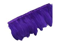 Garnitures en plumes d'oie colorées de 1 mètre, véritables plumes d'oies, ruban à franges avec pompon, plumes blanches et noires, accessoires for vêtements artisanaux(Deep Purple)