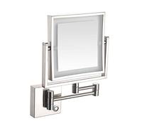 GAROEN Miroir de Maquillage, Miroir de Maquillage Mural grossissant x3, Miroir Mural télescopique à LED avec éclairage LED, Miroir de Coiffeuse Extensible et pivotant à 360°, Miroir de Rasage Chrom
