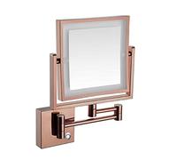 GAROEN Miroir de Maquillage, Miroir grossissant 3X Mural, Miroir télescopique Mural à LED avec éclairage LED, Miroir cosmétique Extensible et pivotant à 360°, Miroir de Rasage chromé pour Salle de