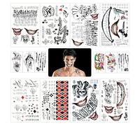 GAROMIA 40 Joker Bouche Tatouage Halloween Tatouages Tatouage Halloween Pour Visage Cicatrice Temporaires et Réaliste d'araignée Halloween Zombie Tattoo Temporaire Autocollants pour Cosplay Maquillage