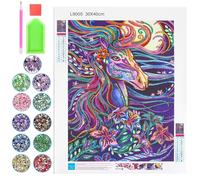 GAROMIA Diamond Painting 5D pour Enfants Cadeau Fille Kits de Peinture de Diaman Ensemble de Jouets pour Filles Arts CréAtifs Diamond Painting Horse Broderie Diamant Kit