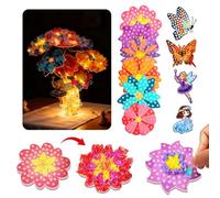 GAROMIA Kit d'art à faire soi-même - Fleurs avec lumière - Pour enfants à partir de 3, 4, 5, 6, 7, 8 ans - Mallette de bricolage - Bouquet avec paillettes - Cadeaux pour filles - Jouet en tissu