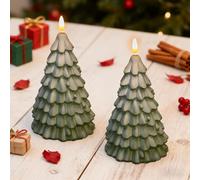 GAROMIA Lot de 2 bougies LED pour sapin de Noël - Sans flamme - Décoration de Noël intérieure - Bougies chauffe-plat - Décoration de table - Décoration de la maison - Coffret cadeau