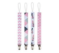 Garosa 4pcs de Tétine pour bébé, Clips Métalliques sans Non Toxiques avec Sangle en Polyester Lavable, Couleurs Fonctionnelles pour la Petite Fille en Bas âge (6)