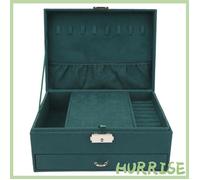 Garosa Boîte à bijoux à 2 couches Boîte à Bijoux Rétro Vert Noirâtre à 2 Couches avec Serrure pour Bagues, Boucles bijoux boite