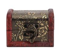 Garosa Boîte à Bijoux en Bois de européen vintage petit cas de stockage à la main de ancien à la main avec mini serrure en métal pour stocker bijoux perle Boites Cadeaux