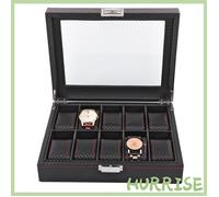 Garosa boîte de montre à 10 fentes Boîte de Montre à Fente, Boîtier D'affichage en Fibre de Carbone avec Ligne de bijoux horloger