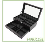 Garosa Boîte de montre Watch Box Jewelry Case Carbon Fiber PU Leather 2 Layer 6 Slot Watch Case And lunettes bijoux