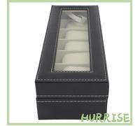 Garosa boîtier de montre à 6 fentes Boîte De Montre PU Cuir 6 Fente Boîte De Rangement De Bijoux Avec Couvercle OBF montres outils