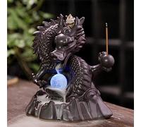 Garosa Brûleur d'Encens à Reflux en Forme de Dragon avec Lumières LED, Cascade, Support de Cône d'Encens pour Salon de Thé, Ornement de Maison