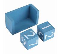 Garosa Calendrier de Bloc en Bois, Calendrier de Bureau Perpétuel Vintage avec Blocs de Mois Numériques pour la Décoration de café de Bureau à Domicile (BLUE)