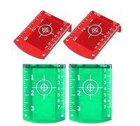 Garosa Carte Cible de Niveau, 4 Plaques Cibles à Double échelle avec Film Réfléchissant et Base Magnétique, pour Aligner le Niveau et L'outil de Mesure