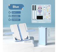Garosa Combinaison Boîte/Couvercle et Bibliothèque pour Enfants, Boîte à Stylos Pliable avec 2 Stylos Effaçables et Feuilles D'autocollants, Cultivez de Bonnes Habitudes de Lecture (Blue)