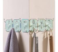 Garosa Crochet de Porte Adhésif avec Colle à Haute viscosité, Conception à 6 Rangées pour Cuisine, Salle de Bain, Serviettes, Vêtements, Support Solide, Crochet de Suspension Mural (GREEN)