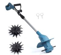 Garosa Cultivateur électrique sans Fil 21 V, alimenté au Lithium avec 4 Dents en Acier, Profondeur de 9,5 Pouces pour Petits Jardins et Plates-Bandes Surélevées (Machine Nue Double Lames)