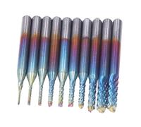 Garosa Cutter de Fraisage de PCB, 10pcs CNC End Mill Burrs Bit 1/8 Pouce Blue plaqué, 0,8-3,175 Mm, Outil à Main pour PCB, CNC, Moule, Gravure