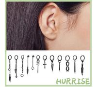 Garosa Ensemble de boucles d'oreilles Boucles d'oreilles à pampilles en métal, 12 pièces, boucles d'oreilles bijoux parure Noir