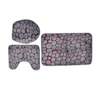 Garosa Ensemble de Tapis de Toilette, Ensemble de Tapis de Salle de Bain en Flanelle à Texture de Pierre Bicolore avec Support en Caoutchouc, de Housse d'abattant de Toilette à Motif HD, Confort de
