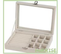 Garosa étui à bijoux en flanelle Boîte à bijoux en flanelle, mallette de rangement de bijoux avec serrure grille du mètre 9