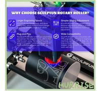 Garosa gravure d'objets cylindriques SCULPFUN Rouleau rotatif laser Graveur laser Rouleau rotatif à Y outillage graveur Noir