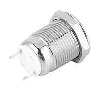 Garosa Interrupteur à Bouton-poussoir en Métal, Bouton de Réinitialisation momentané en Acier Inoxydable de 12 Mm, 5 Pièces pour Projets électroniques et Applications Industrielles (Tête plate)