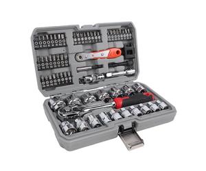 Garosa Jeu de 64 Clés à Cliquet de 3/8 Pouces, Kit de Douilles à 72 Dents en Chrome Vanadium avec Boîte de Rangement pour la Réparation Automobile et Domestique (Ensemble de 64 pièces)