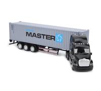 Garosa Jouet Modèle de Camion Conteneur en Alliage, Voiture à Traction Haute Simulation avec Effets Sonores et Lumineux, Véhicule Détachable à l'échelle 1:48 pour Enfants de 3 Ans et Plus ((Noir +