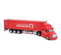 Garosa Jouet Modèle de Camion Conteneur en Alliage, Voiture à Traction Haute Simulation avec Effets Sonores et Lumineux, Véhicule Détachable à l'échelle 1:48 pour Enfants de 3 Ans et Plus ((Rouge))