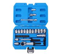 Garosa Kit D'outils de liquet à Entraînement de 1/4 Pouces, Jeu de 11 Douilles Traversantes avec Poignée Décalée Fine et Douilles en Acier CrV pour les Espaces Restreints,