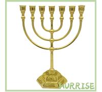 Garosa menorah de Hanoukka Bougeoir Menorah à 7 branches Temple de Jérusalem 12 tribus d'Israël Menorah luminaire decoration Or