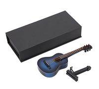 Garosa Miniature Guitare Modèle en Bois Instrument De Musique Affichage avec Support De Stand et Cas Dollhouse Accessoires Petit Artisanat Ornements Home Decor (Blue 14cm)