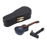 Garosa Miniature Guitare Modèle en Bois Instrument De Musique Affichage avec Support De Stand et Cas Dollhouse Accessoires Petit Artisanat Ornements Home Decor (Blue 10cm)