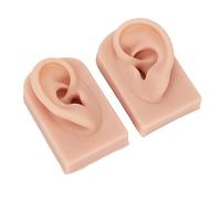 Garosa Modèle d'oreille en Silicone, 2 Pièces, Flexible, Doux et Réutilisable, Peau Humaine, pour la Pratique du Perçage, Entraînement à l'acupuncture, Affichage de Bijoux (Couleur de peau moyenne)