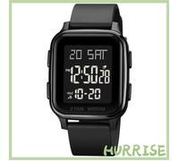 Garosa Montre pour hommes 1858 montres de sport compte à rebours Double montre réveil chronographe Table bijoux bracelet Noir